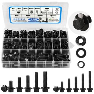Comprehensive Automotive Bolts Kit - 280Pcs M6, M8, M10 Black Galvanized Set