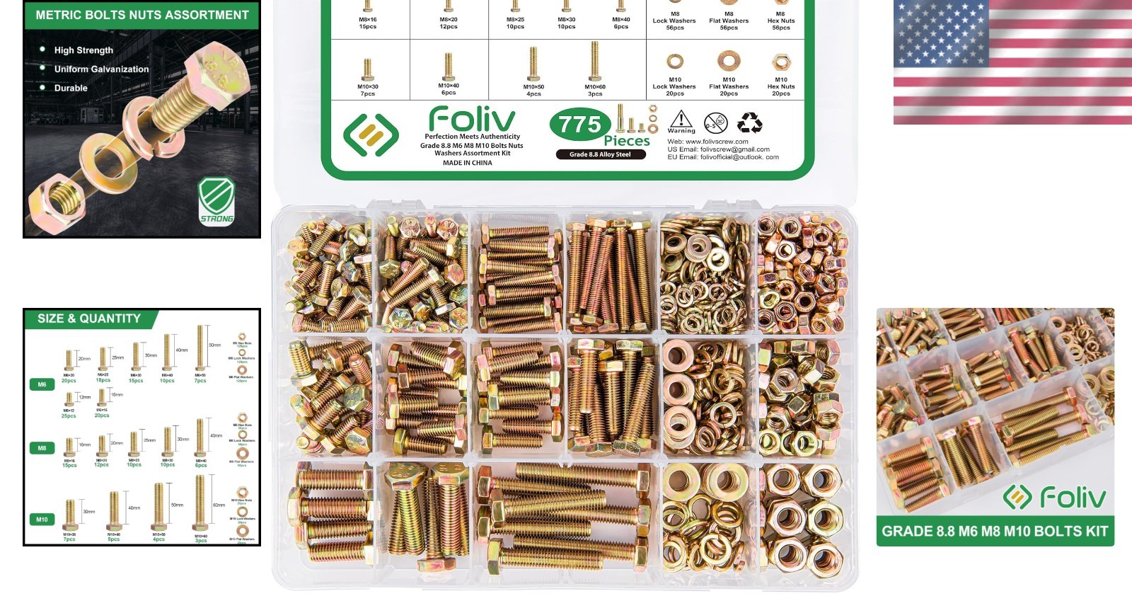 Luxury 775PCS Alloy Steel Grade 8.8 Bolts and Nuts - Perfect for Automotive Use - Image 2