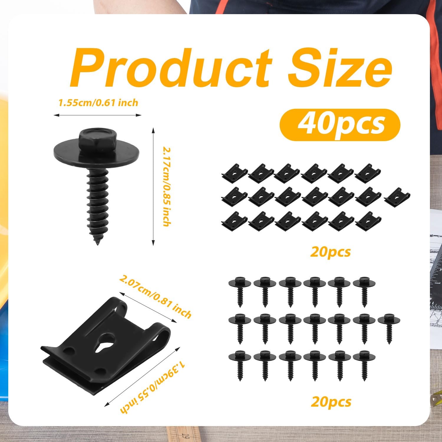 20 Sets M4.2 Universal Fender Liner Screws and U-Nut Kit, Automotive Body... - Image 2