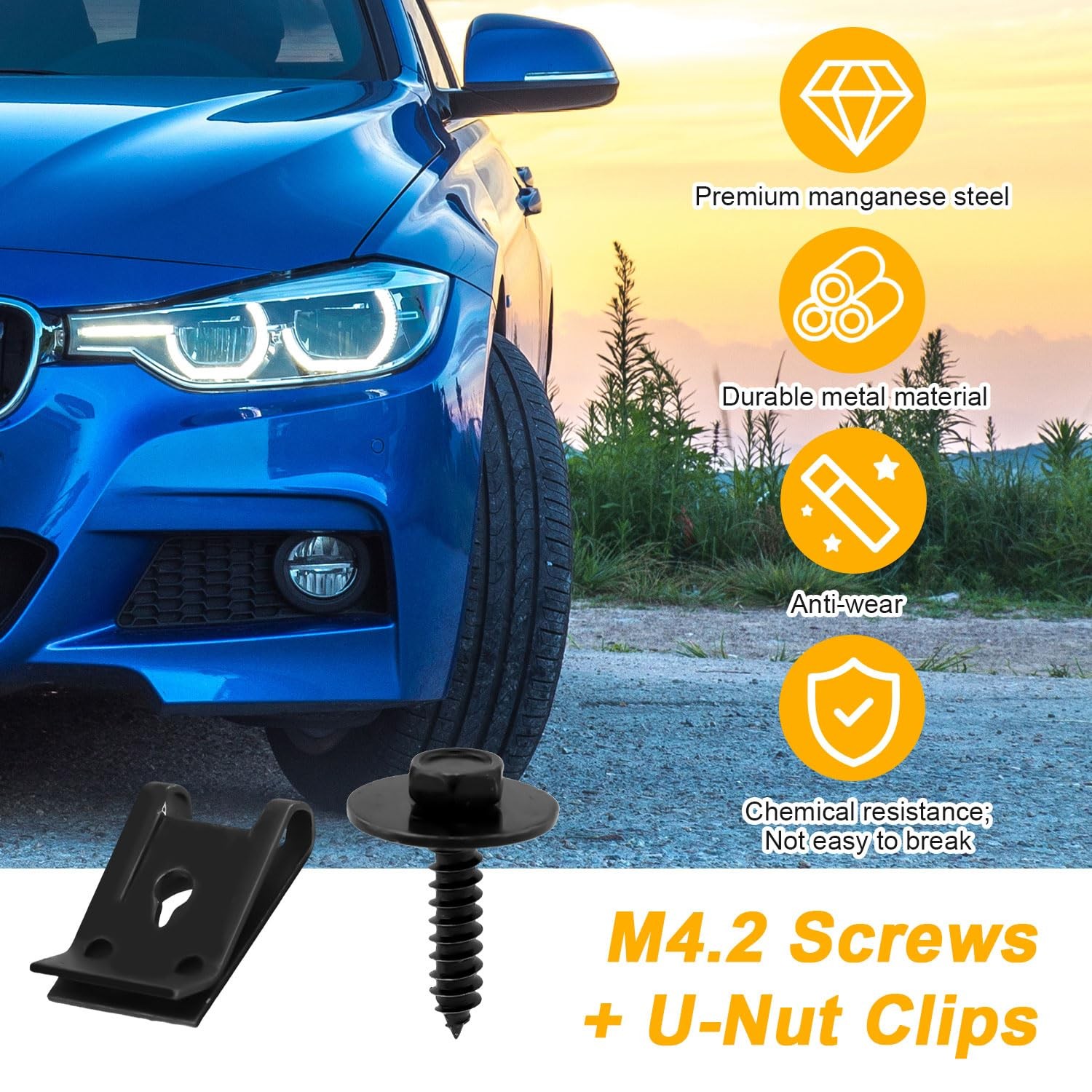 20 Sets M4.2 Universal Fender Liner Screws and U-Nut Kit, Automotive Body... - Image 5
