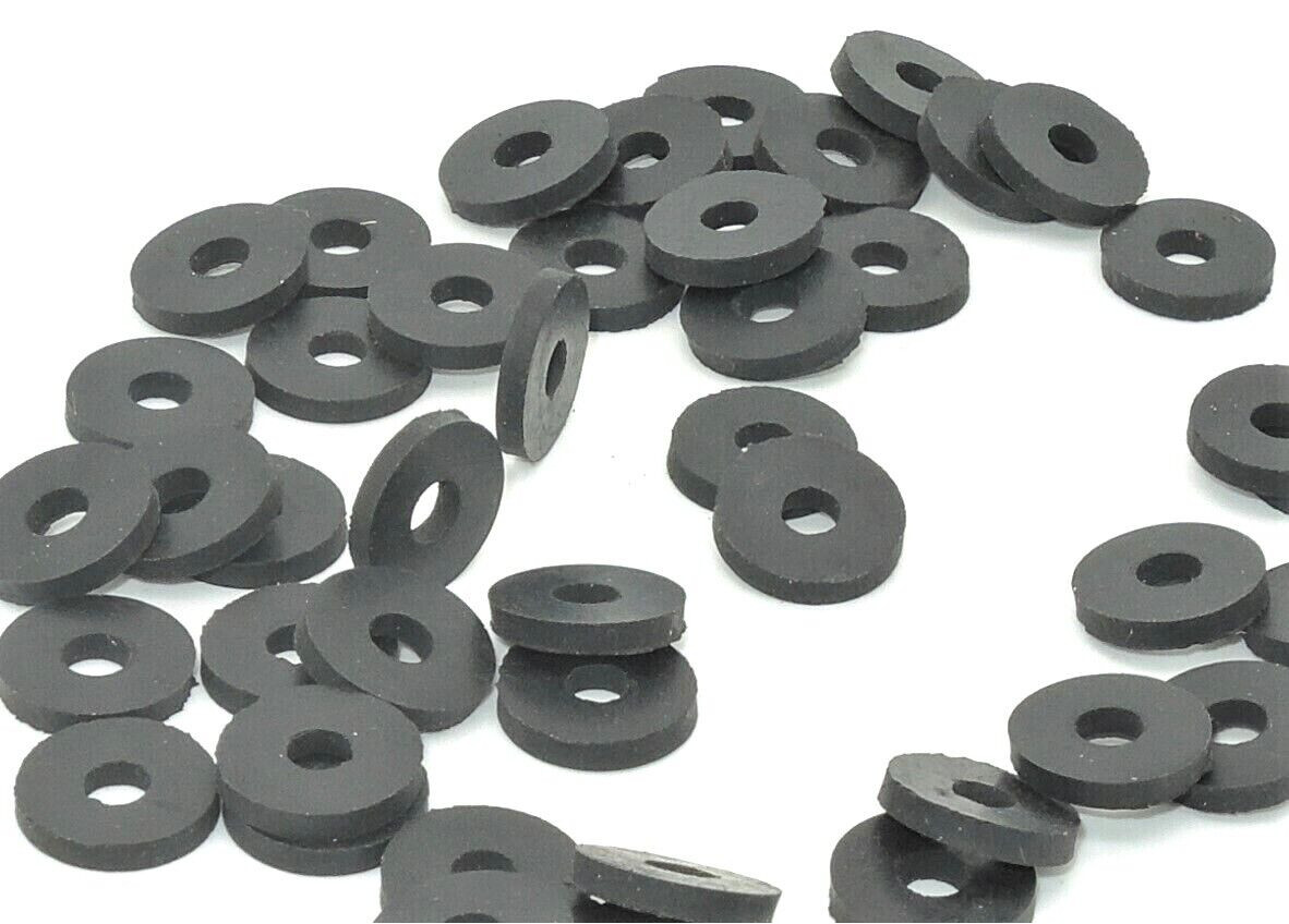 3/16" ID x 1/2" OD x 1/16" Black Rubber Flat Washers Seals Spacers Automotive - Image 3
