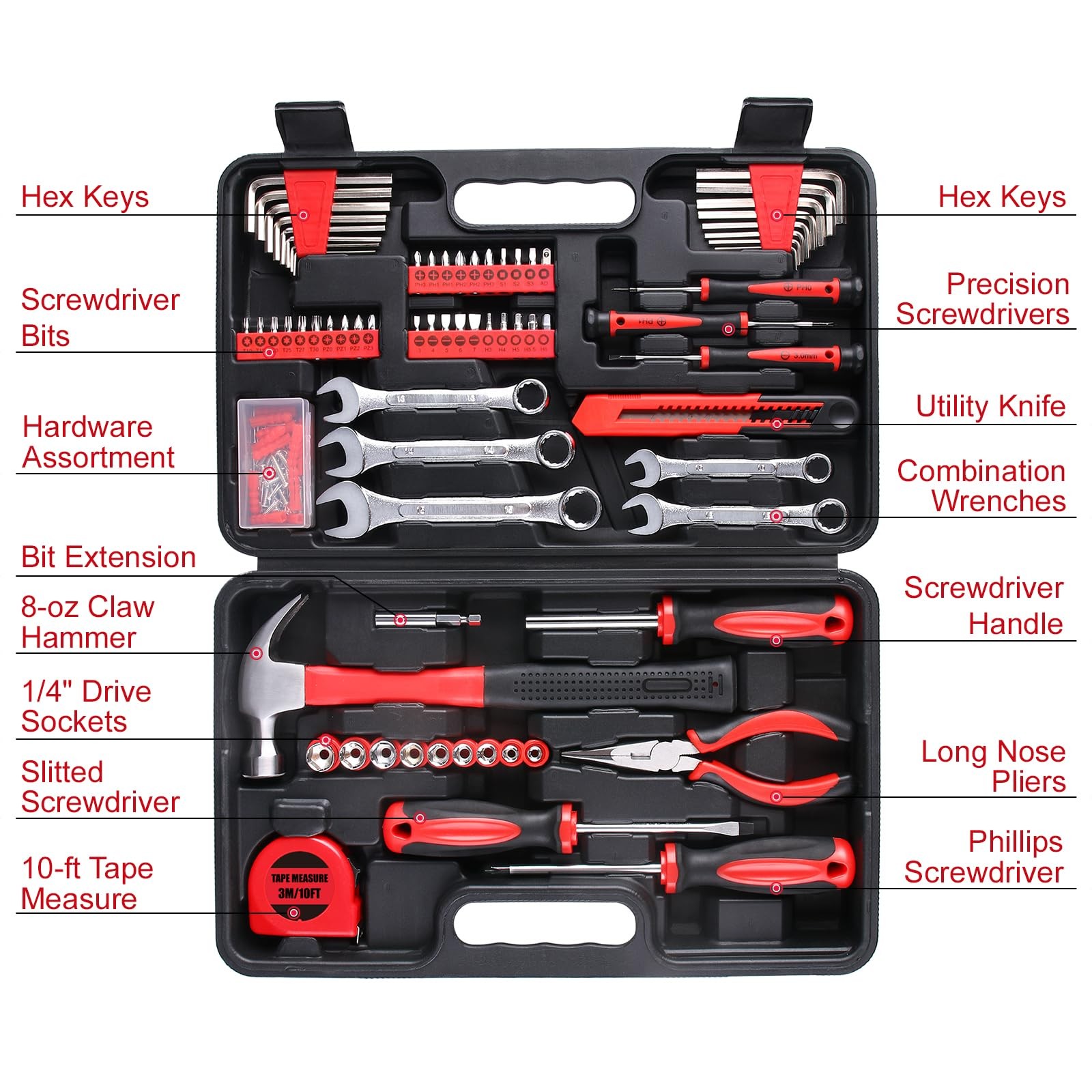 175-Piece Multi-Purpose Automotive and Household Tool Kit in Toolbox Storage ... - Image 5