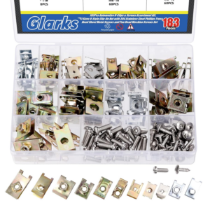 183Pcs 11 Sizes Automotive U-Clips & Screws Assortment Kit, U-Style Clip-On Nuts