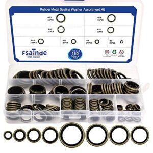 150pcs Bonded Seal Washer Kit M6-M20 Metal Rubber Assortment Automotive