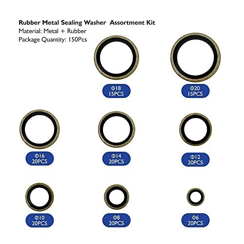 150pcs Bonded Seal Washer Kit M6-M20 Metal Rubber Assortment Automotive - Image 2