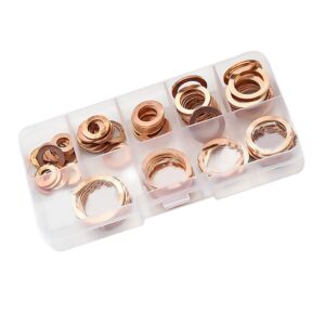 80 Pcs Copper Washer Assortment for Motorcycles Metal Washers Seal Automotive