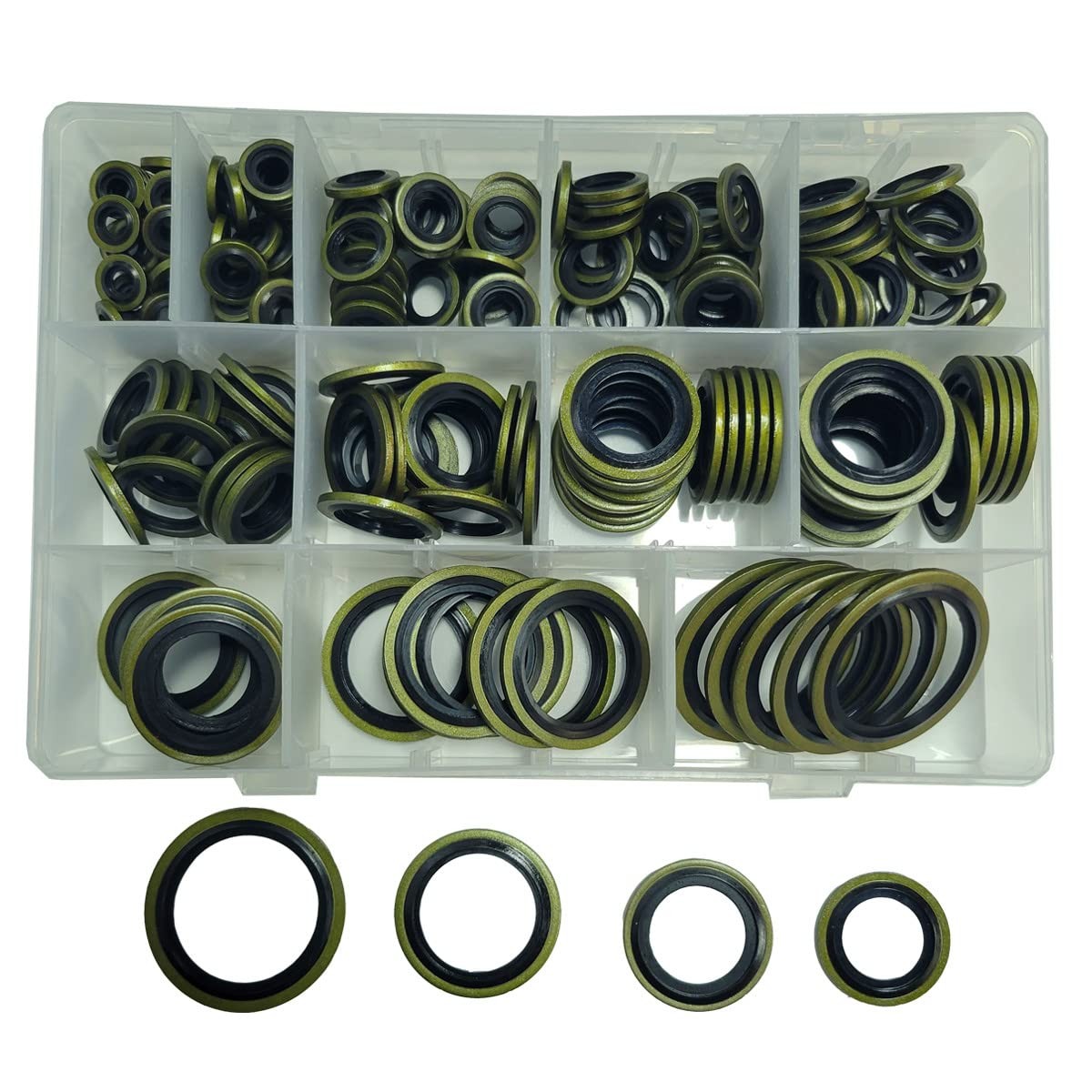 199 Pcs Automotive Self-Centered Bonded Seal Gasket Oil Washer Assortment Kit