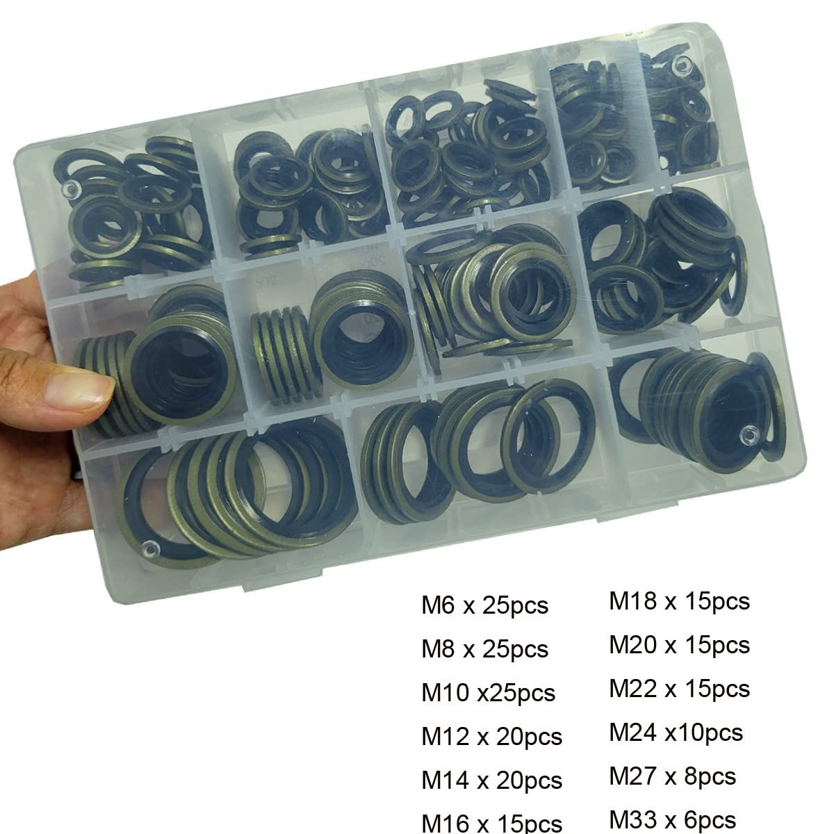 199 Pcs Automotive Self-Centered Bonded Seal Gasket Oil Washer Assortment Kit - Image 2