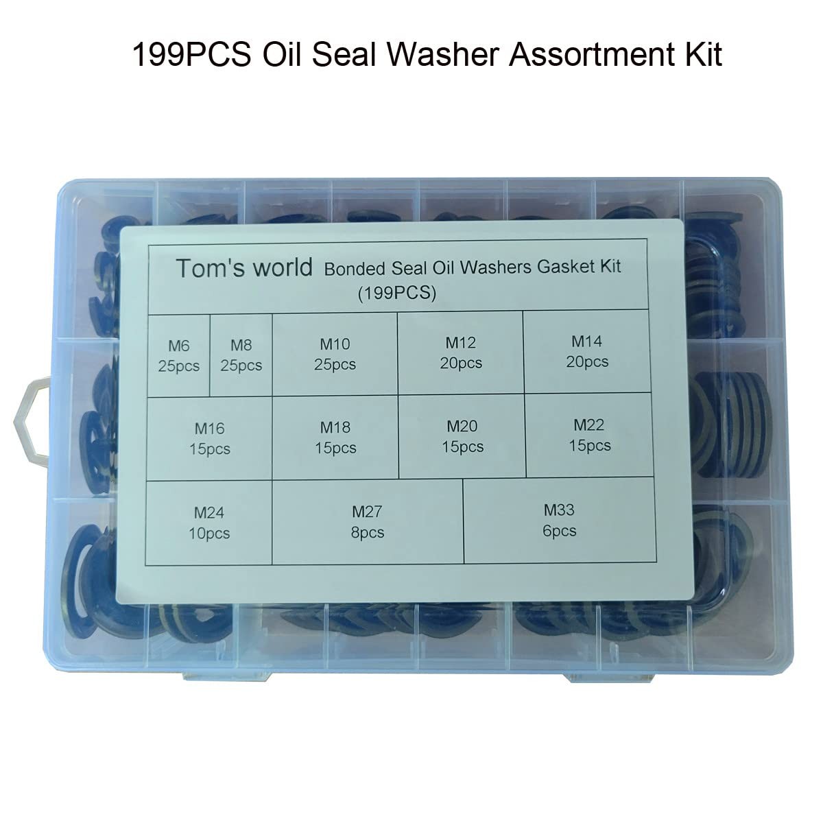 199 Pcs Automotive Self-Centered Bonded Seal Gasket Oil Washer Assortment Kit - Image 5