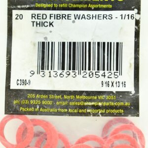 NEW: CHAMPION RED FIBRE WASHERS - 1/16" THICK - 9/16" x 13/16" - C390-9 20 PACK