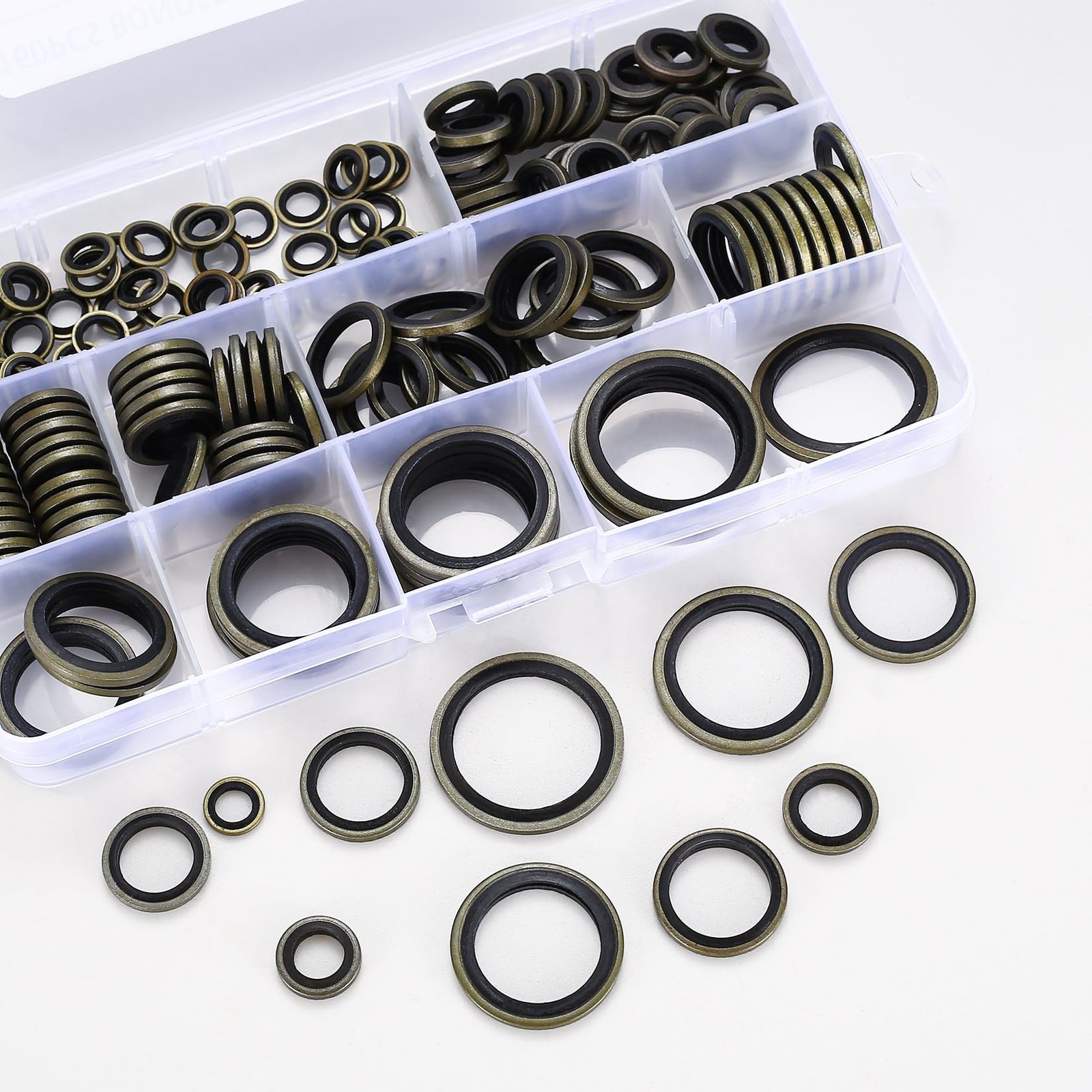 160 Pcs Self-Centered Bonded Seal Oil Washers Gasket for Plumbing Automotive - Image 2
