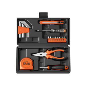 23PCS General Hand Tool Kit with Plastic Toolbox Storage Case Automotive Wrencl9