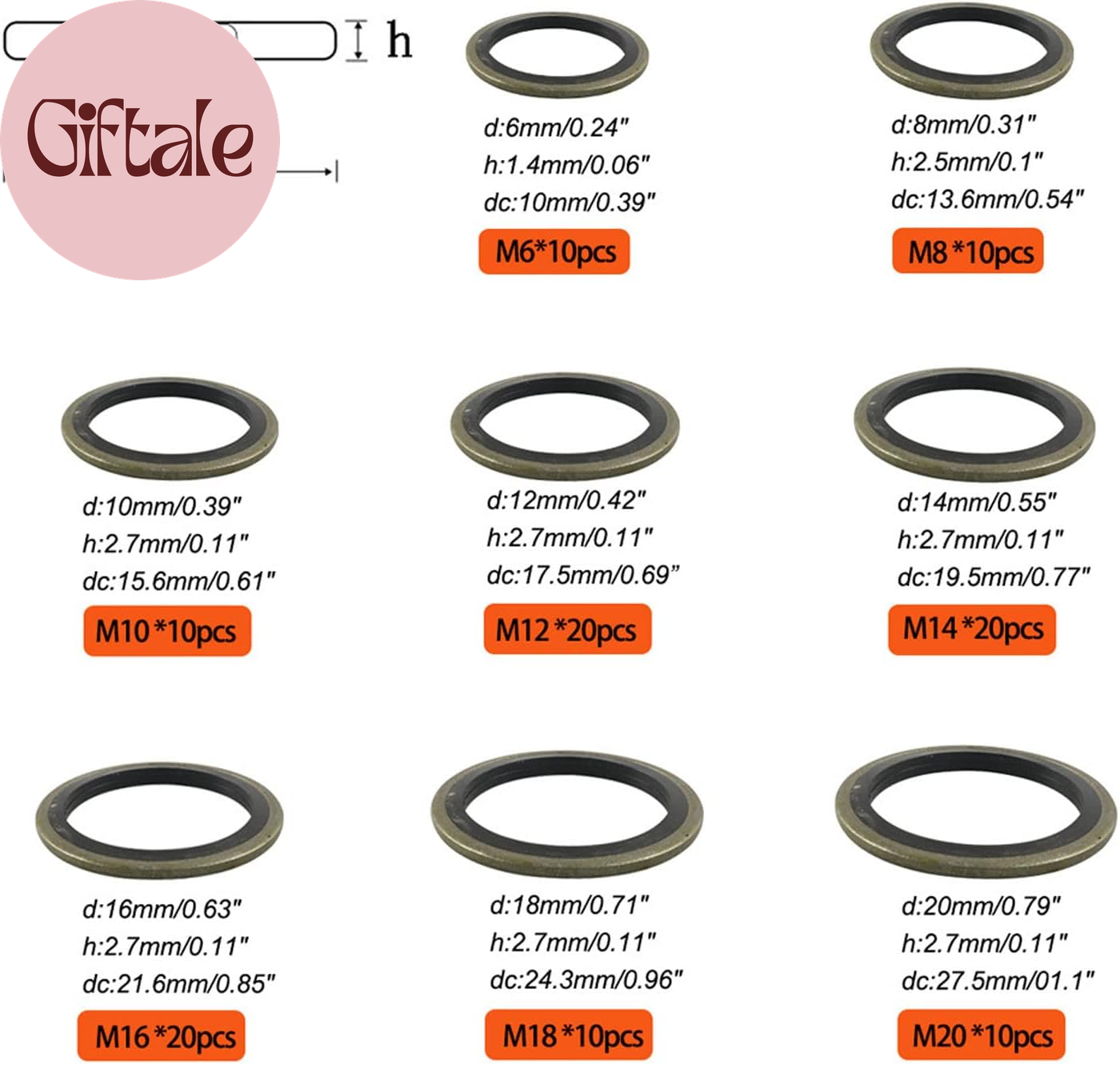 110 Pcs 8 Sizes Oil Seal Washer Automotive Drain Plug Gaskets Oil Crush Washers - Image 2