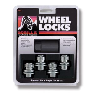 Gorilla Automotive 12mm x 1.50 Chrome Wheel Lock Lug Nuts Set of 4 with Key