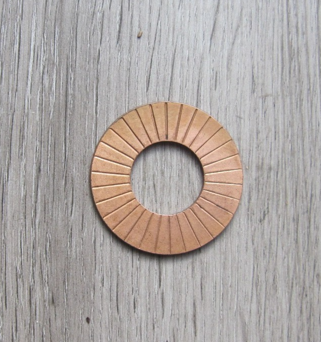 large Copper Brass Coated Washer 1-1/2" O.D. 5/8" I.D. old automotive 1/16" wide - Image 2