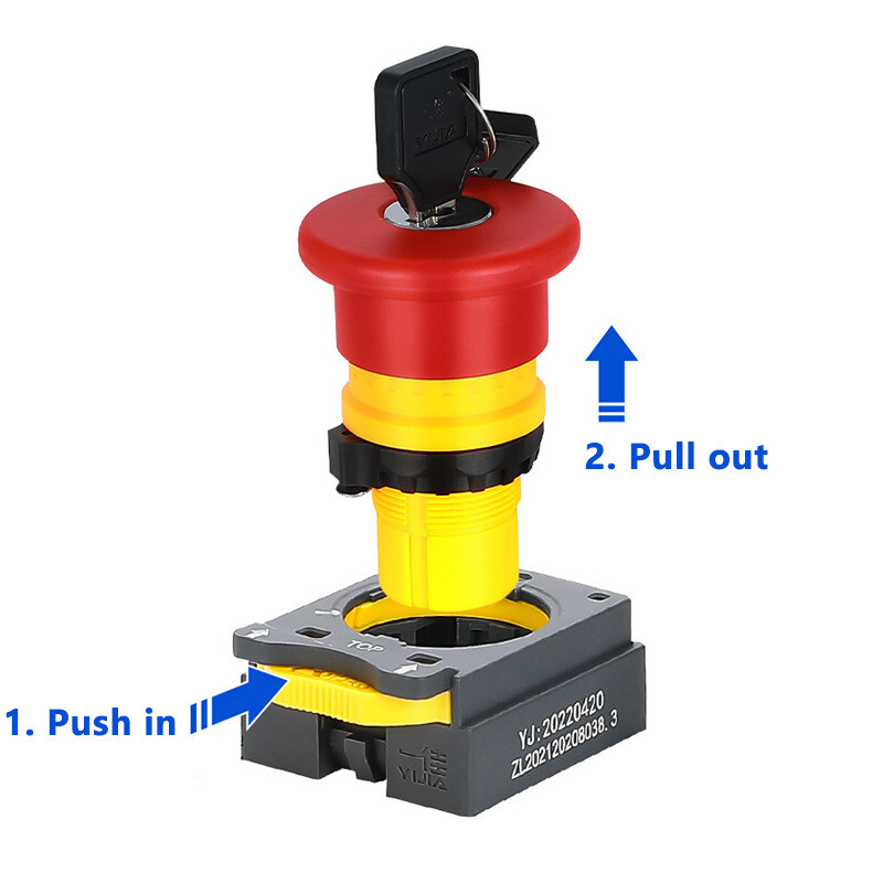 22mm Emergency Stop Key Switch with 2 Keys Latching Security Lock On/Off 10A - Image 4