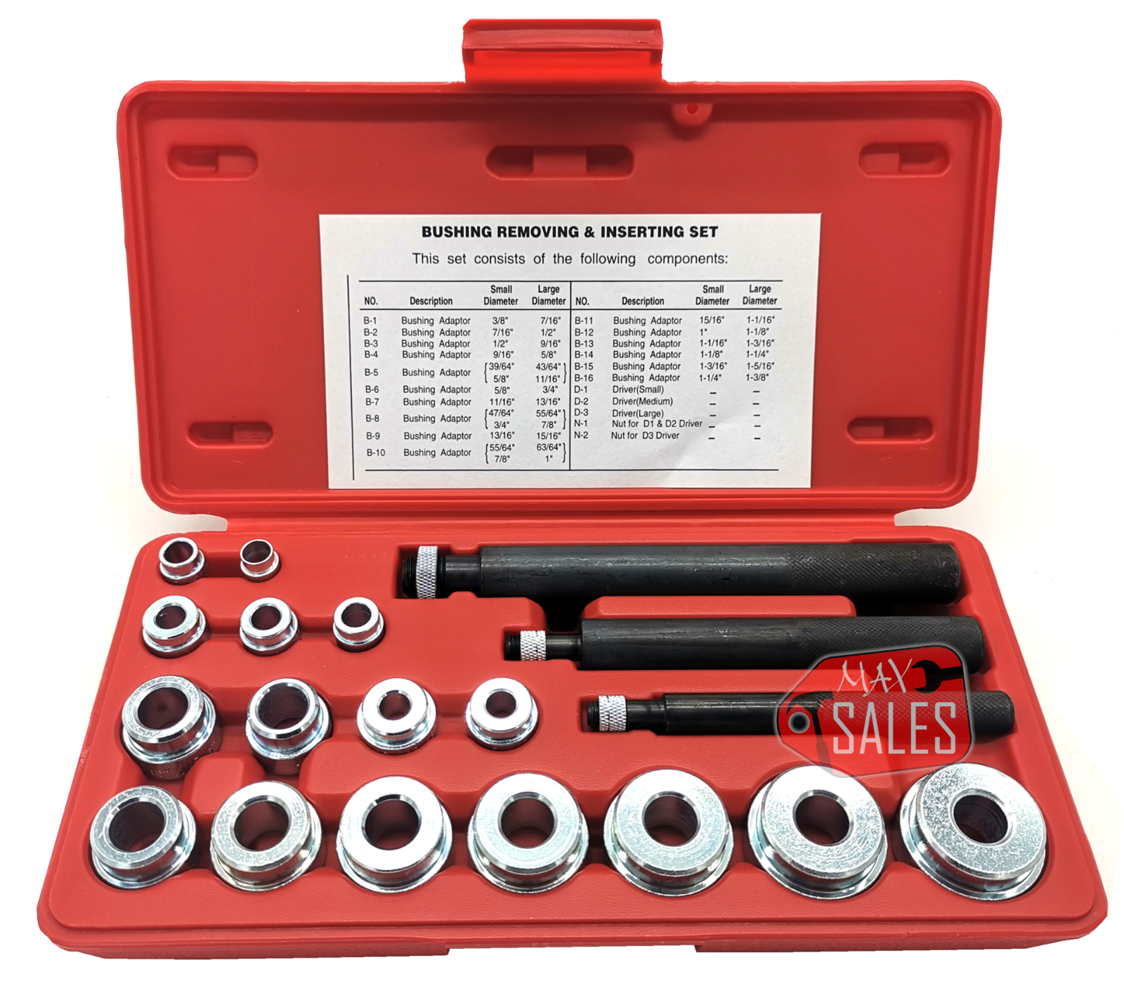 20 Pc Bushing Seal Installer Remover Bearing Race Set Driver Tool Kit Automotive