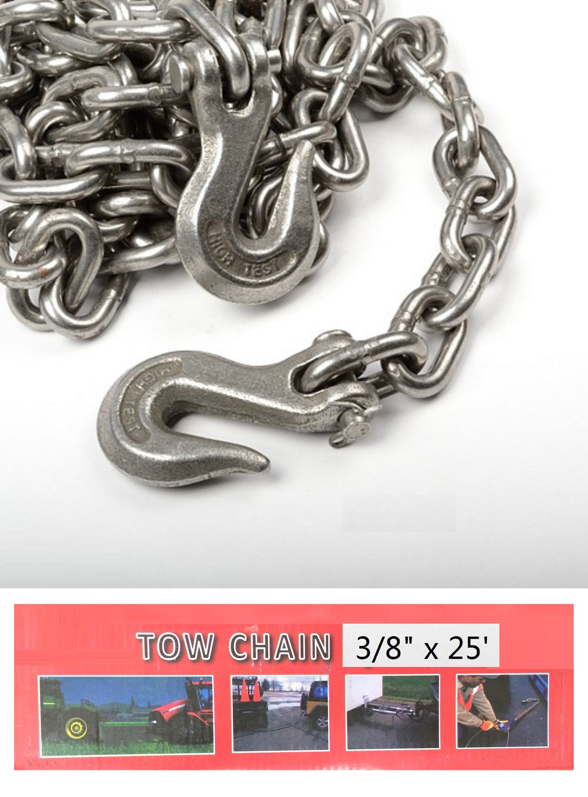 3/8" X 25ft Tow Chain Automotive Truck Towing Log Chain
