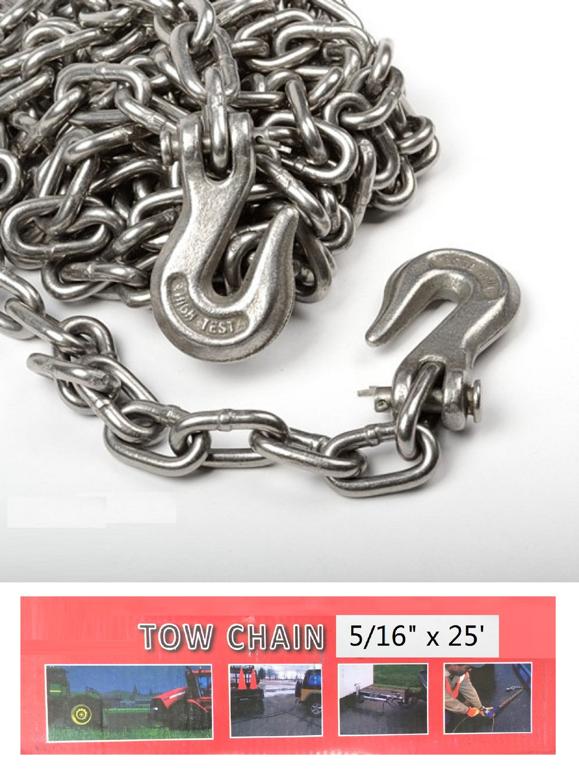 5/16" X 25ft Tow Chain Automotive Truck Towing Log Chain