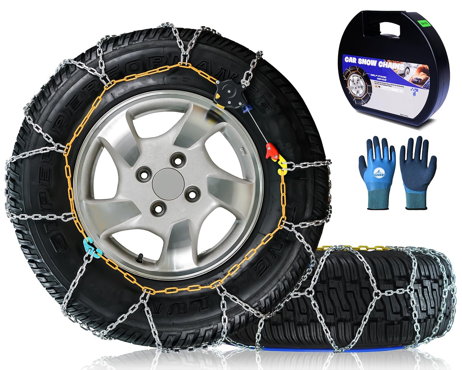 Snow-Chains Auto Fixing 1 Min Quick Fit Easy Installation Tire-Chains, Portable