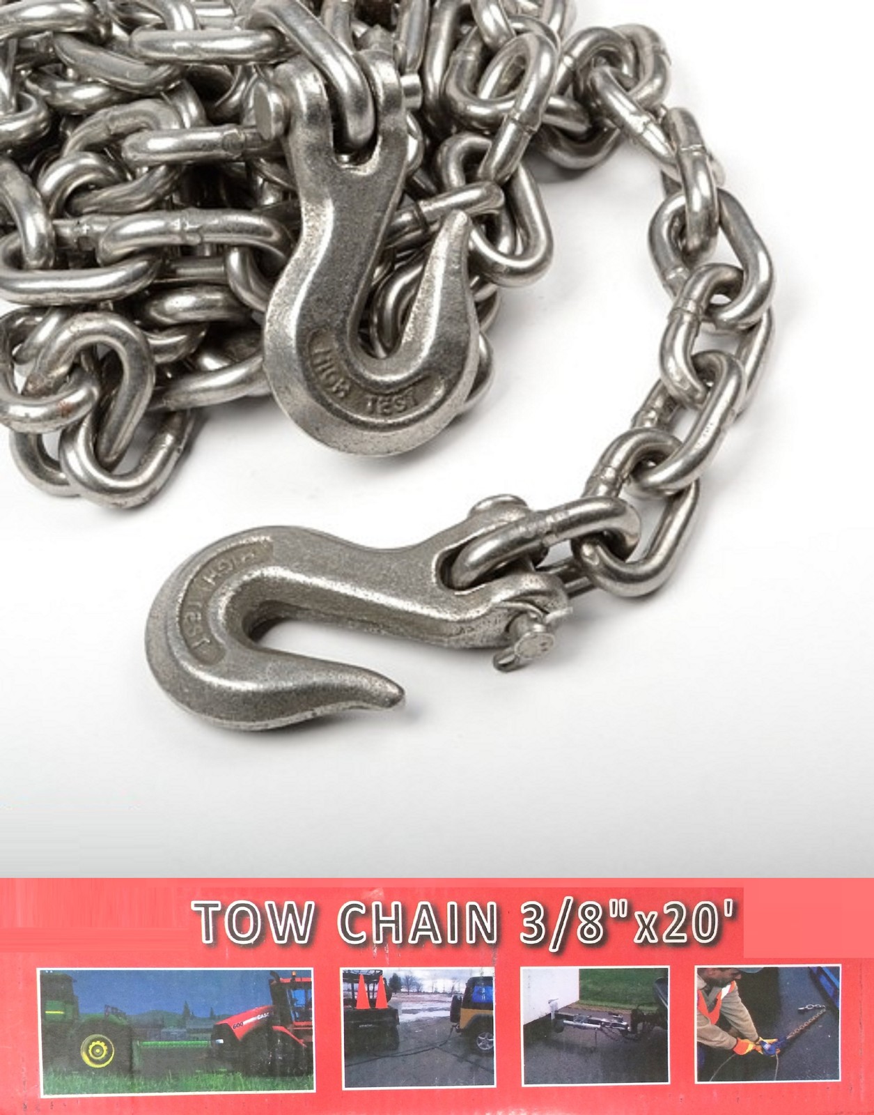 3/8" X 20ft Tow Chain Automotive Truck Towing Log Chain