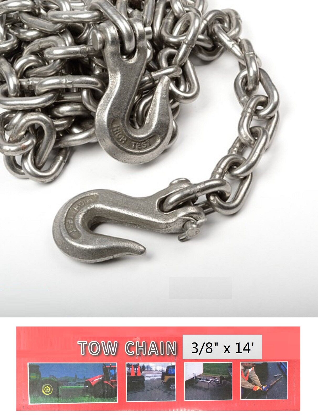 3/8" X 14ft Tow Chain Automotive Truck Towing Log Chain
