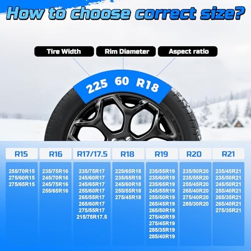 Automotive Tightening Snow Chains Tire Chains for Tire Set of 2 1146 Medium - Image 3