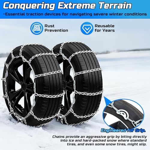 Automotive Tightening Snow Chains Tire Chains for Tire Set of 2 1146 Medium - Image 5