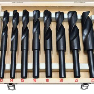 8pc Metric Silver Deming Reduced Shank Drill Bit Set Automotive Tools 13mm-25mm