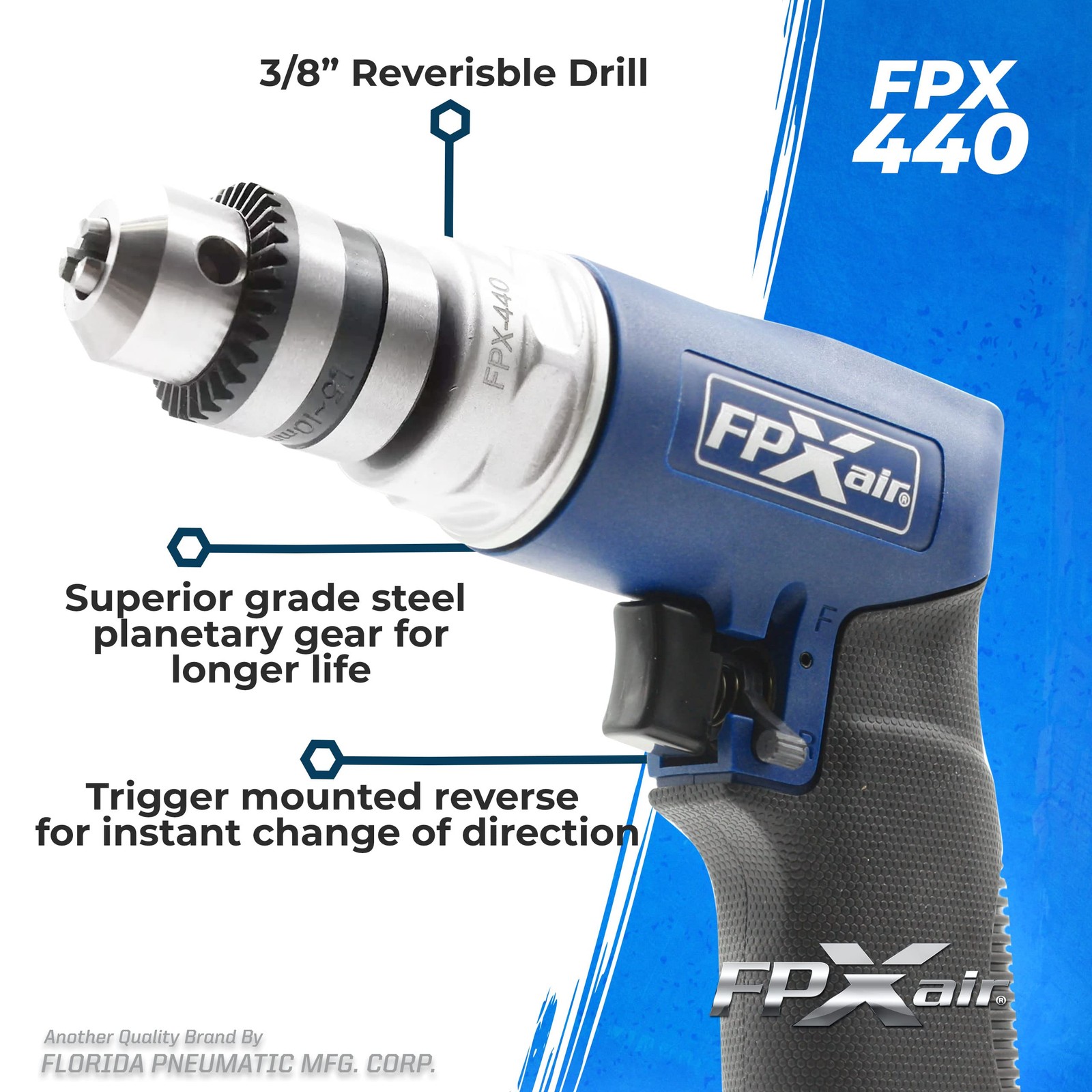 3/8" Reversible Drill: FPX-440, Automotive Tools, Power Drill, Tool for Mecha... - Image 2