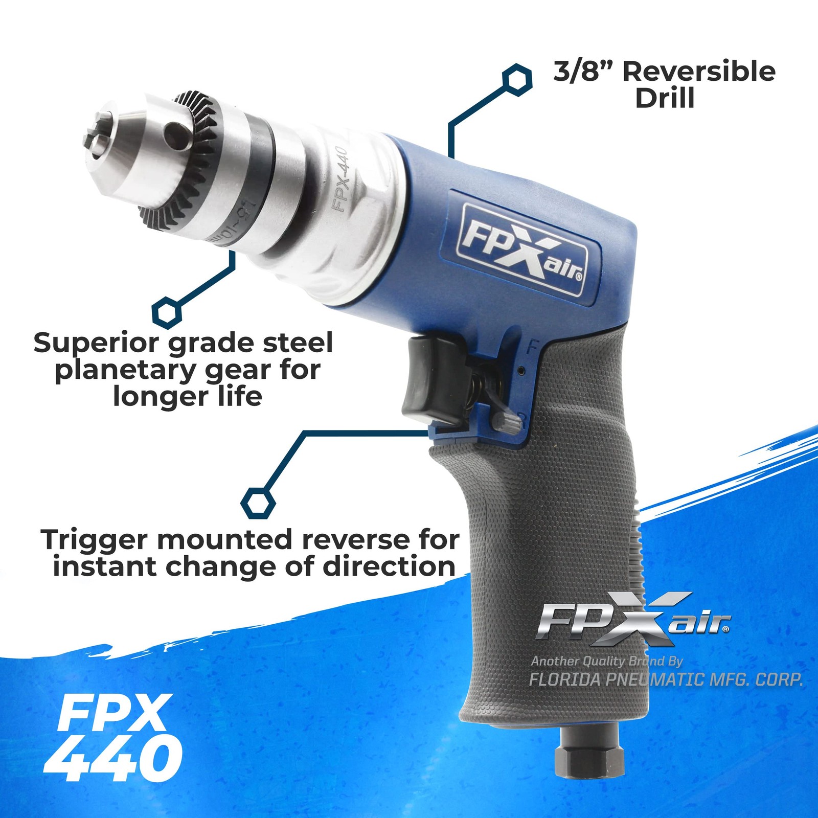 3/8" Reversible Drill: FPX-440, Automotive Tools, Power Drill, Tool for Mecha... - Image 3