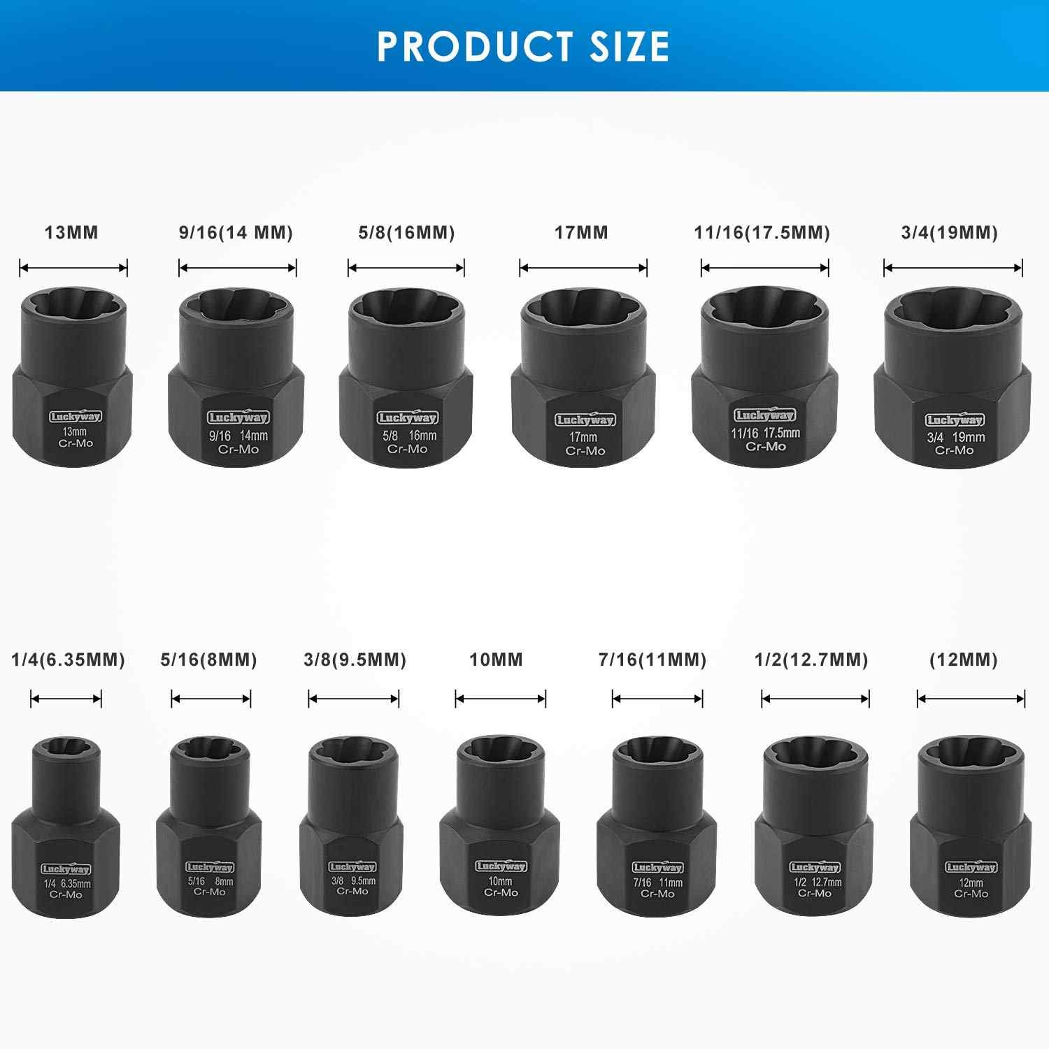 Kit PRO 13 Dados Impacto Extractores Tuercas Pernos Barridos Taller Auto 3/8" - Image 3