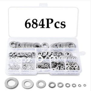 684 Pcs Metric Stainless Flat Washers Assortment M2–M12 Automotive Hardware