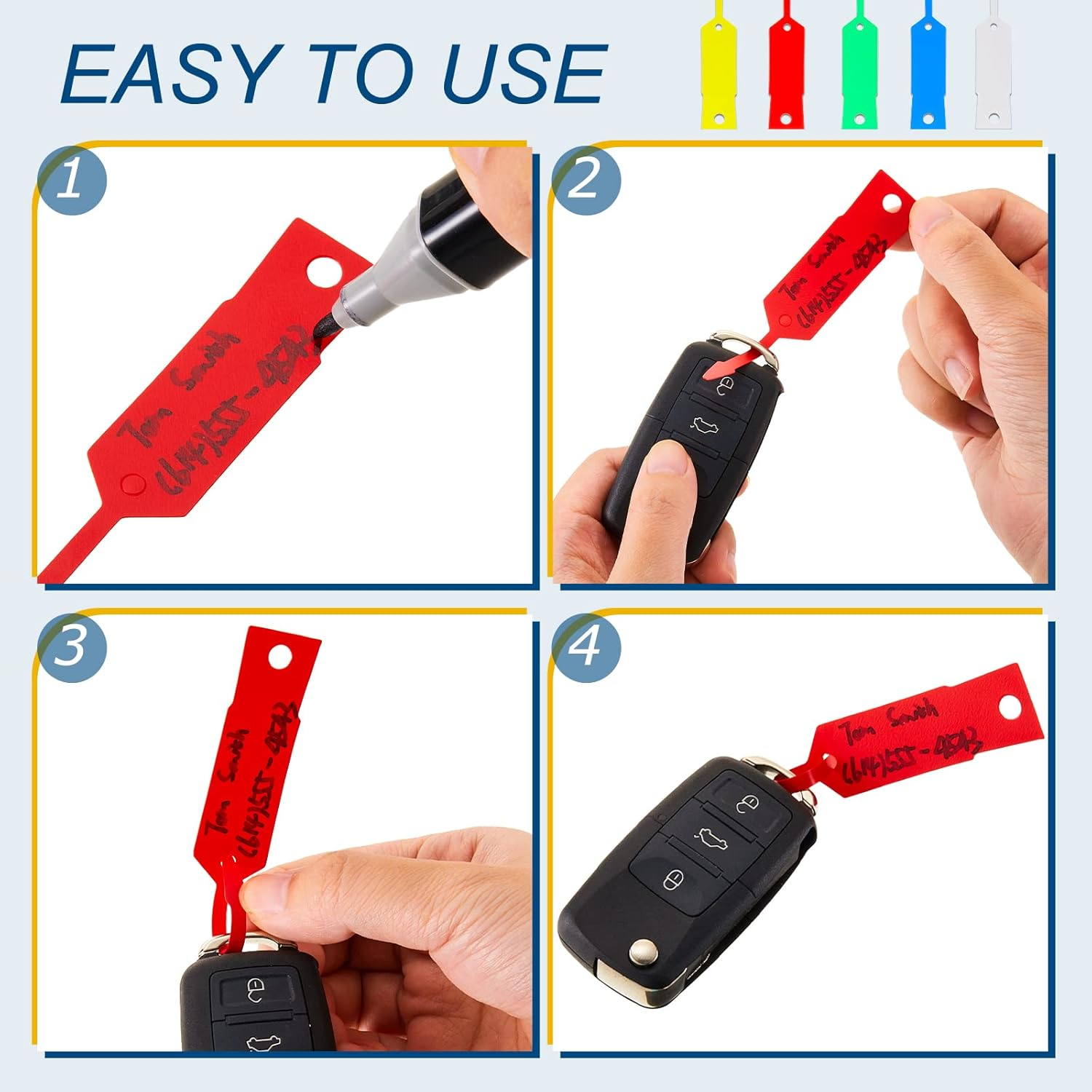 1000 Self-Lock Arrow ID Key Tags for Automotive, Office, Car Parts, Key Rings (4 - Image 4