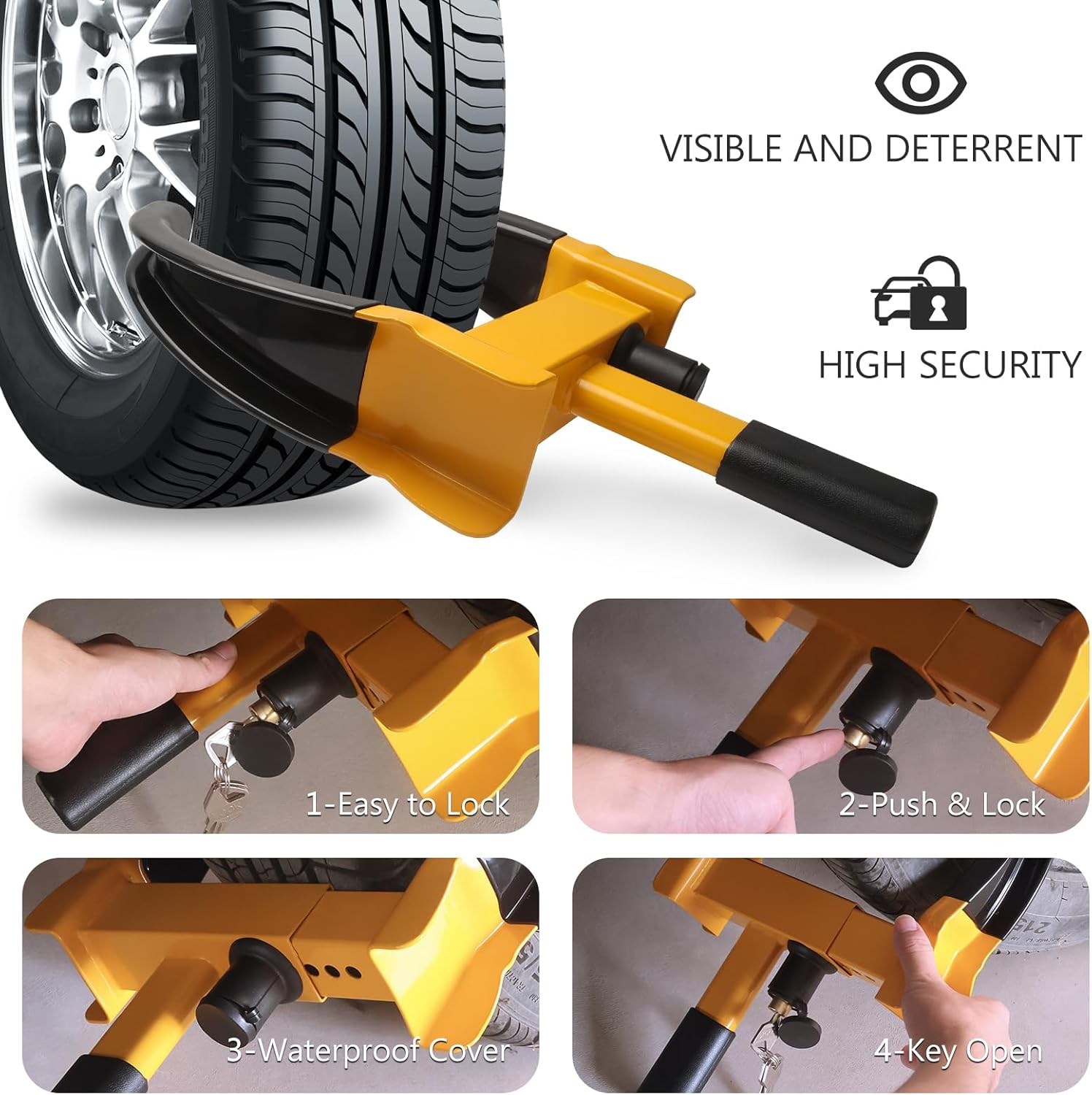 Universal Wheel Lock, Heavy Duty Tire Lock, Automotive Anti-Theft Lock for Cars, - Image 5