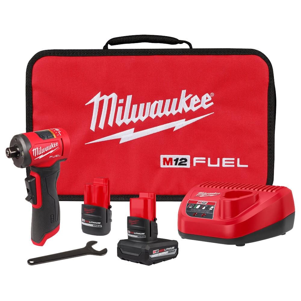 Milwaukee M12 FUEL 1/4" Right Angle Die Grinder Kit 3485-22 w/ 2 Batteries