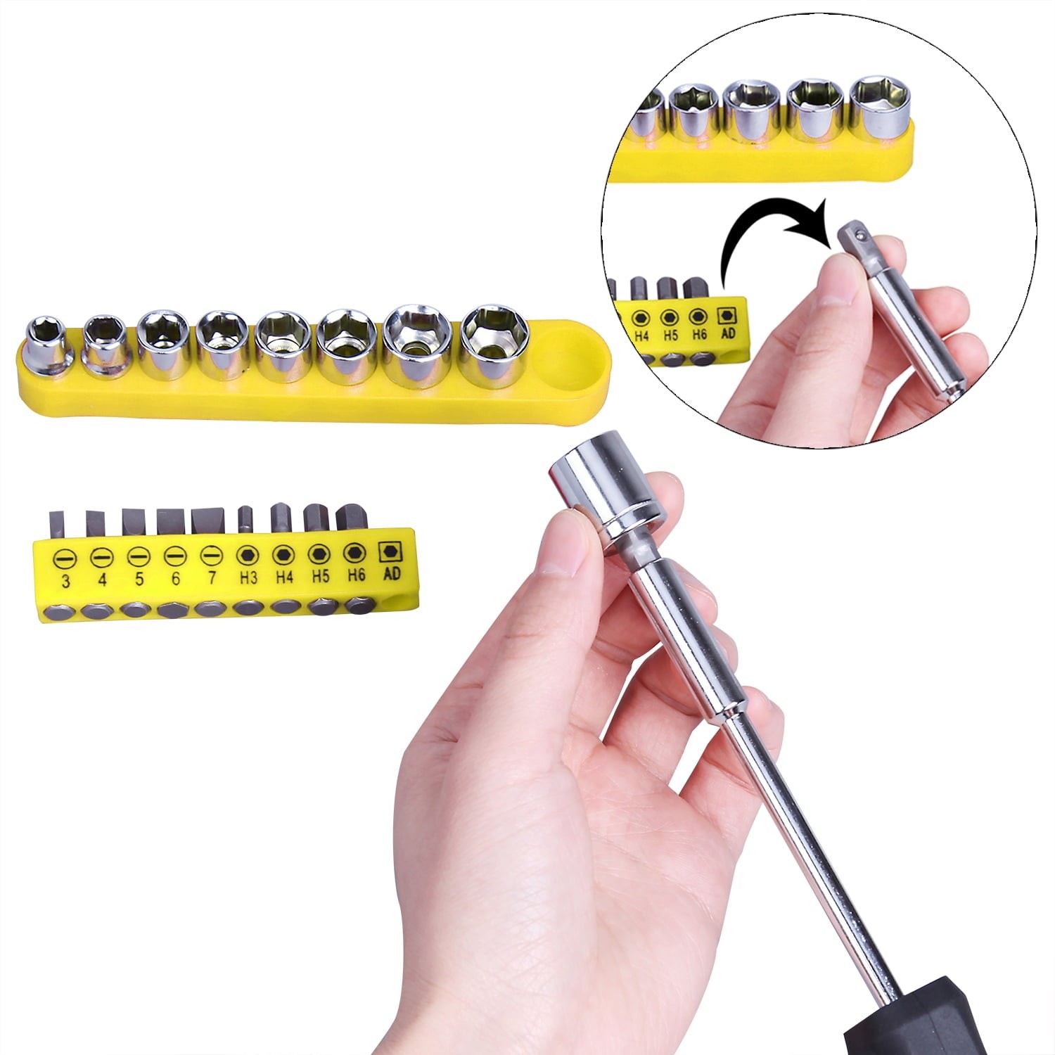 148-Pc Hand Tool Kit with Plastic Toolbox General & Automotive Set Yellow - Image 2