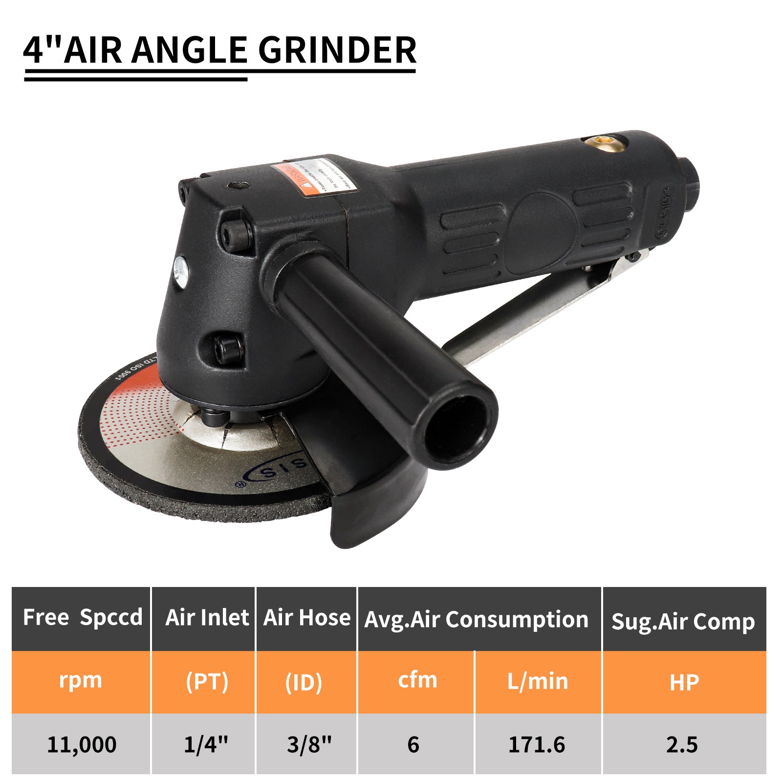 4in Pneumatic Air Angle Metal Grinding Polishing Tool For Compressor Automotive - Image 3