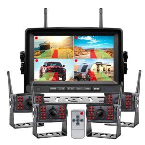 Digital Wireless 7" Quad Monitor DVR 4x BSD Ai Reversing Backup Cameras Caravan