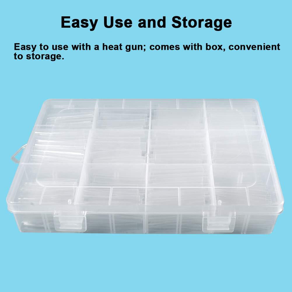 625 Pcs White Automotive Electrical Heat Shrink Tubing Assortment Kit with Case - Image 2