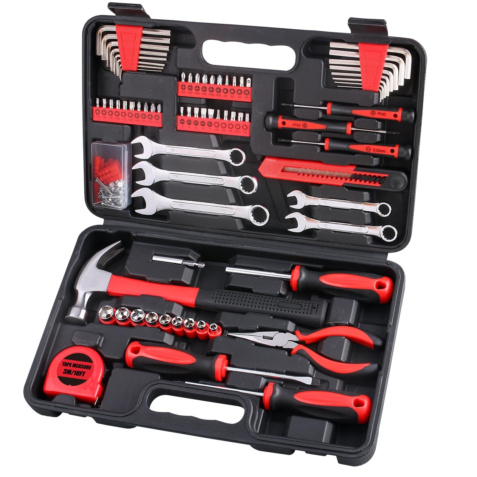 175-Piece Multi-Purpose Automotive and Household Tool Kit in Toolbox Storage ...