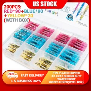 Waterproof Heat Shrink Connectors Red Blue Yellow Automotive Grade with Box US