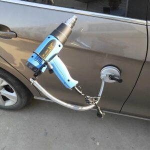 Hot air gun suction cup holder for repairing automotive dents or decals
