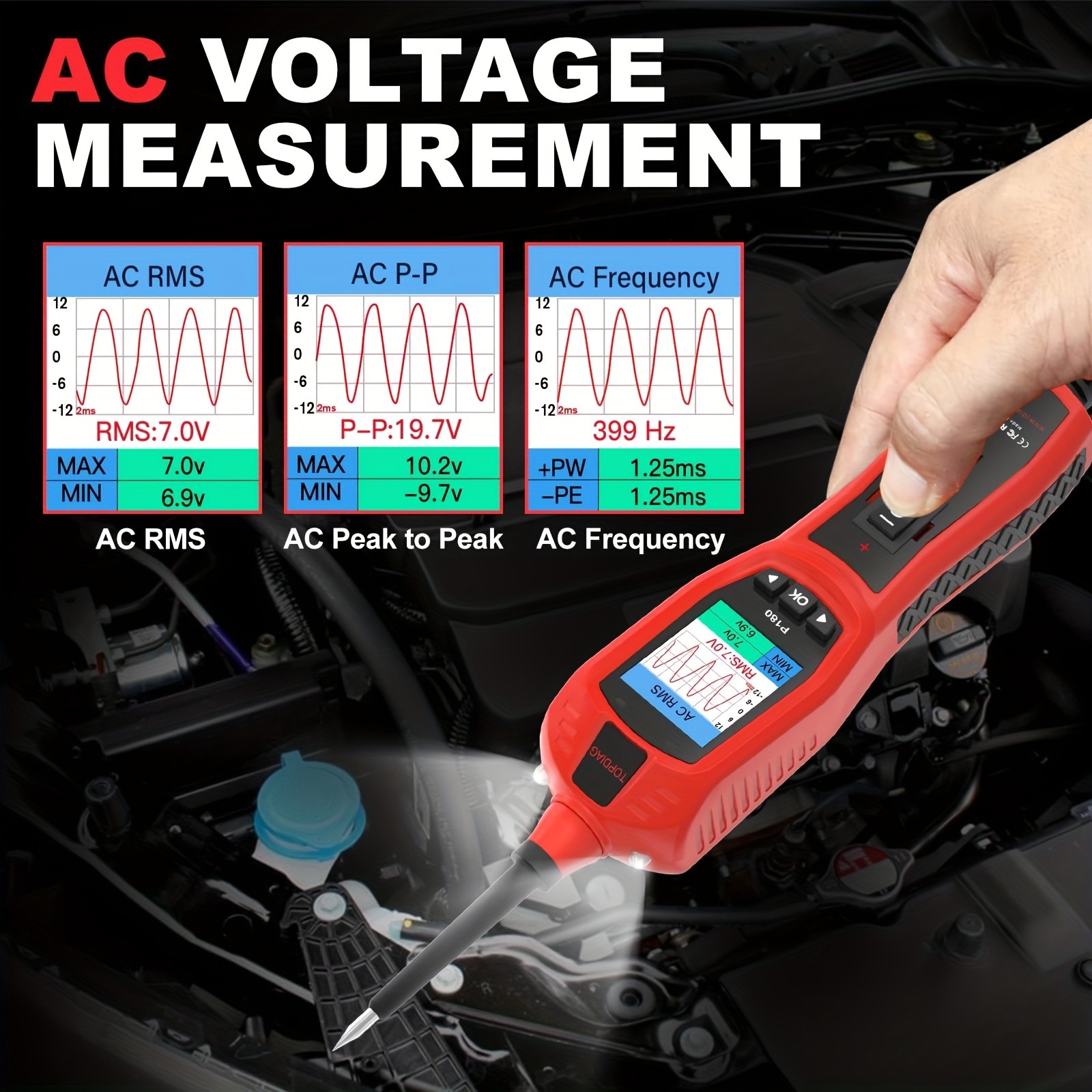 Topdiag P180 Circuit Breaker Finder Tool Fuel Injector Tester Battery Voltage - Image 3