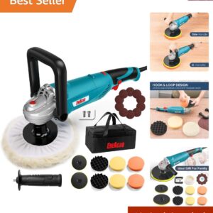 Lightweight Rotary Polisher 1600W - Variable Speed 1500-3500RPM for Cars & Boats