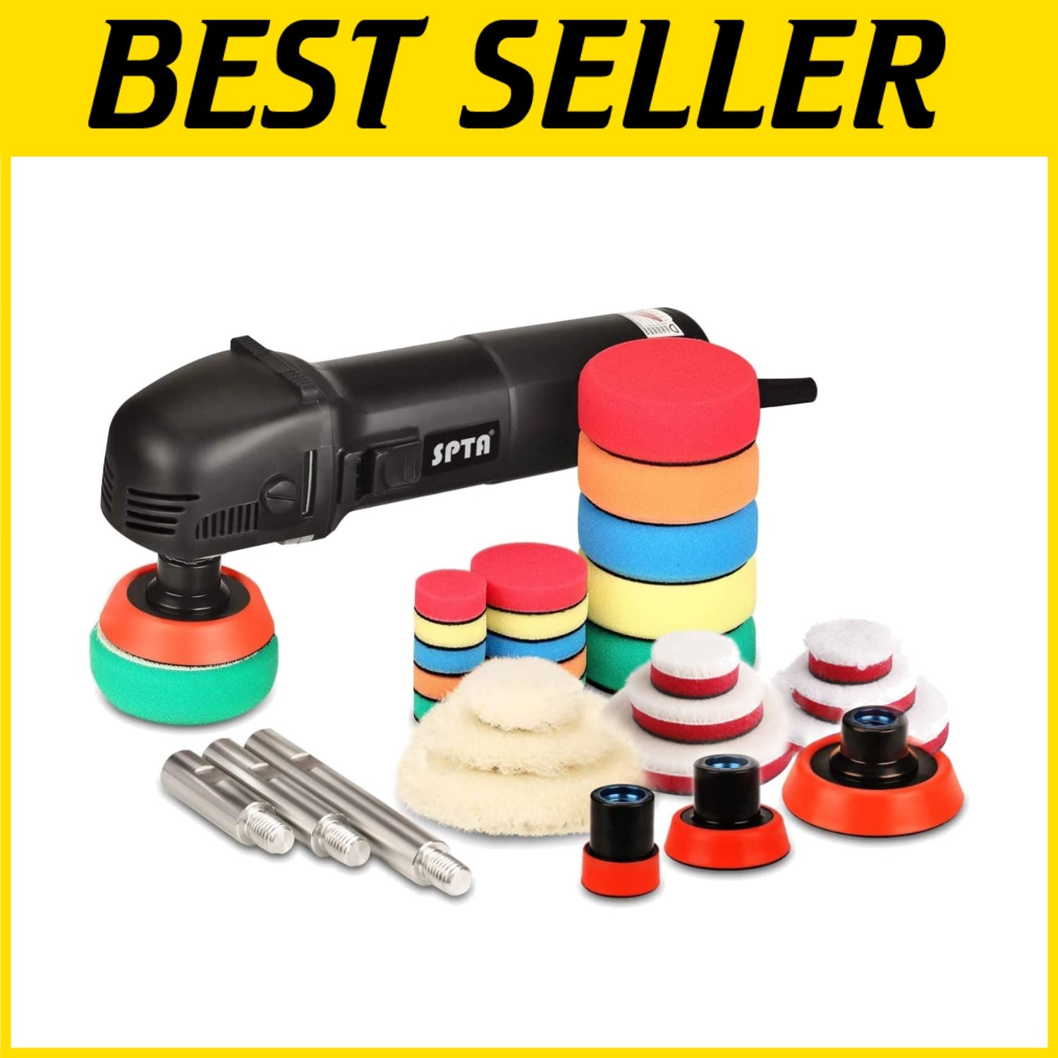 Efficient Mini Buffer Polisher with Mixed Pads - Perfect for Car Detailing