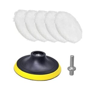7PCS 3 Inch Wool Polishing Buffing Pad, Automotive Buffing Wheel Pad with White