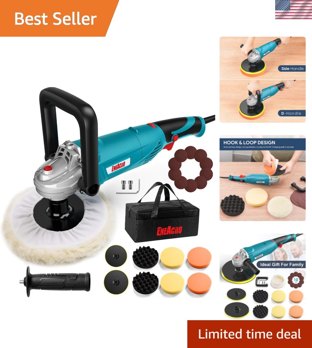 High-Speed Car Buffer Polisher - Metal Construction