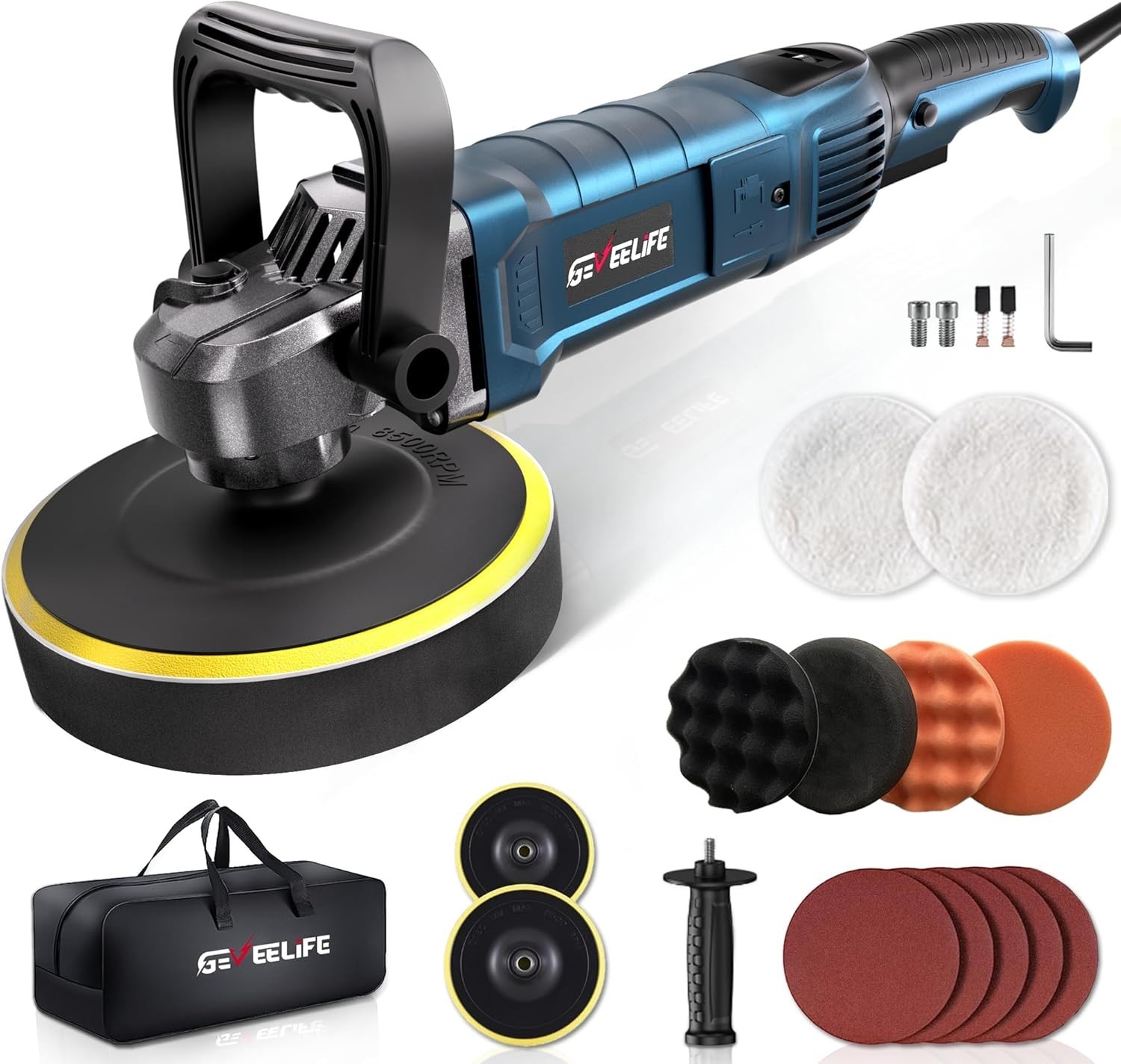 Car Buffer Polisher 1600W Variable Speed Rotary Waxer Polishing Kit - Image 3