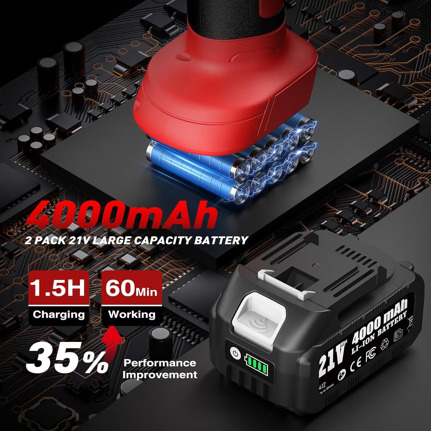 6 Inch Cordless Car Buffer Polisher: 2X4000Mah Batteries Car Buffer, Car Waxer K - Image 2